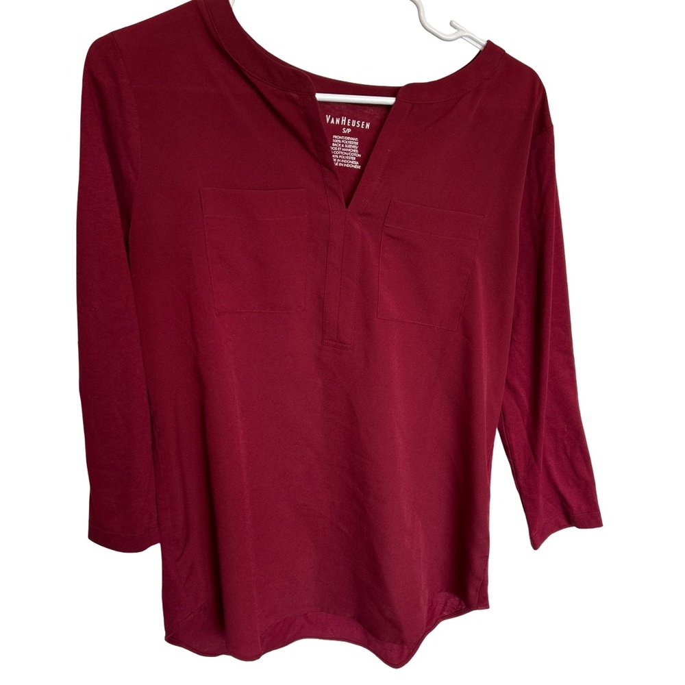 Van Heusen Red 3/4 Sleeve Relaxed Blouse